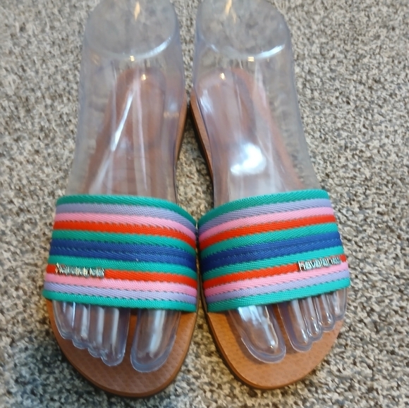 Havaianas You Malta Mix Multicolored Stripe Slide Sandals Wmn's 6W - Picture 2 of 8